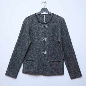 Cop. Copine Tok Wool Cotton Jacket metal hook closure black 40 L quiet luxury